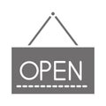 Shopping open board door commerce in silhouette style icon