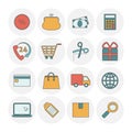 Shopping outine icons flat