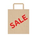 Shopping Paper Bag with Red Sale Sign. 3d Rendering Royalty Free Stock Photo