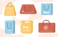 Shopping paper bags vector set Royalty Free Stock Photo