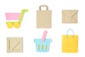 Shopping paper cut on white background Royalty Free Stock Photo