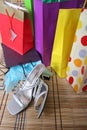 Shopping parcels with shoes Royalty Free Stock Photo