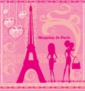 Shopping In Paris, Beautiful pink abstract card Royalty Free Stock Photo