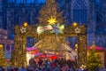 Shopping people Christmas market at square near Kolner Dom Royalty Free Stock Photo