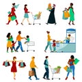 Shopping People Icons Set Royalty Free Stock Photo