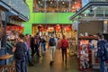 Shopping people inside the beautiful artistic and colorful market hall of Rotterdam, the Netherlands.