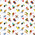 Shopping people seamless pattern. Christmas sale background. Gr