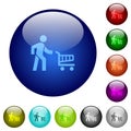 Shopping person with cart color glass buttons Royalty Free Stock Photo