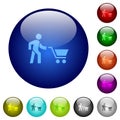 Shopping person with cart color glass buttons Royalty Free Stock Photo