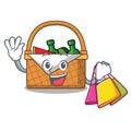 Shopping picnic basket character cartoon