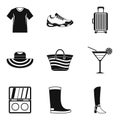 Shopping place icons set, simple style