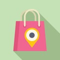 Shopping place locator icon flat vector. Online map app