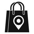 Shopping place locator icon simple vector. Online map app