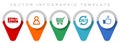 Shopping pointer collection, miscellaneous icons such as 24h delivery, customer, cart and like, flat design vector infographic