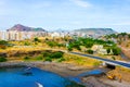 Cape Verde Capital, Praia Bay Coastline and Landscape, Neighborhood, Buildings and Slums Royalty Free Stock Photo