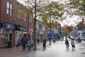 The shopping precinct in Worksop, Nottinghamshire in the UK Royalty Free Stock Photo