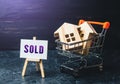 Shopping for real estate and houses. Successful closing the purchase deal. Already sold. Realtor Services. Legal advice, Royalty Free Stock Photo