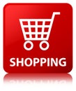 Shopping red square button Royalty Free Stock Photo