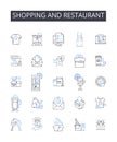 Shopping and restaurant line icons collection. Retail therapy, Eating out, Grocery shopping, Dining, Retail shopping