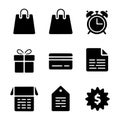 Shopping and Retail Icon Set in Black Silhouette Style Royalty Free Stock Photo