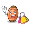 Shopping rugby ball character cartoon