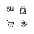Shopping sale and purchase. Set outline icon EPS 10 vector format. Professional pixel perfect black, white icons optimized for bot Royalty Free Stock Photo