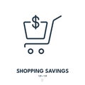 Shopping Savings Icon. Bargain Hunter, Cost Cutting, Discount. Editable Stroke. Vector Icon Royalty Free Stock Photo