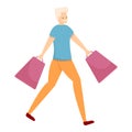 Shopping senior man icon, cartoon style Royalty Free Stock Photo