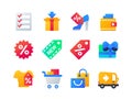 Shopping - set of flat design style icons Royalty Free Stock Photo