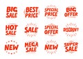 Shopping set icons. Sale, discount, offer, new symbol. Text vector illustration