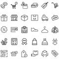 Shopping Set Related Vector Lines Icons. Royalty Free Stock Photo