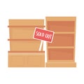 Isolated shopping shelf with sold out banner vector design