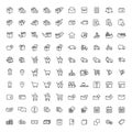 100 shopping, shipping and delivery icons set Royalty Free Stock Photo