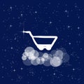 Shopping, shop, trolley, shopping cart, seller, buyer. Banner, illustration with dark blue color background. New concept backdrop