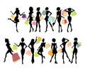 Shopping silhouettes set. Royalty Free Stock Photo