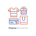 Shopping special offer, bonus card loyalty program concept
