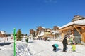 Shopping street in Avoriaz town in Alps, France Royalty Free Stock Photo