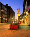 Shopping street and Cathedral, Derby. Royalty Free Stock Photo