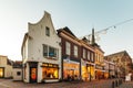 Shopping street with christmas decoration in the Dutch city of D Royalty Free Stock Photo