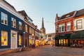 Shopping street with christmas decoration in the Dutch city of D Royalty Free Stock Photo
