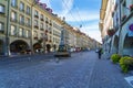 Shopping street Kramgasse with long trade arcades, Bern Royalty Free Stock Photo