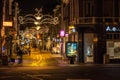 Shopping Street in Leiden at Night Royalty Free Stock Photo