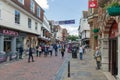 Shopping street with people downtown old historic Canterbury cit