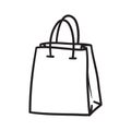 Shopping supermarket bag icon set line doodle symbols.