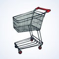 Shopping supermarket cart. Vector sketch Royalty Free Stock Photo