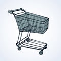 Shopping supermarket cart. Vector sketch Royalty Free Stock Photo