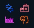 Shopping, Synchronize and Money diagram icons. Good mood sign.
