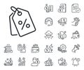 Shopping tags line icon. Special offer sign. Cash money, loan and mortgage. Vector