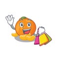 Shopping tangerine is stored in cartoon refrigerator