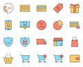 Shopping Thin Line Icons Set. Vector Pictograms Royalty Free Stock Photo